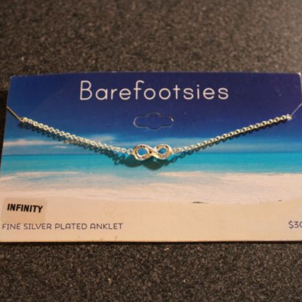 Silver Plated Women's Anklet - Infinity - By Barefootsies - New